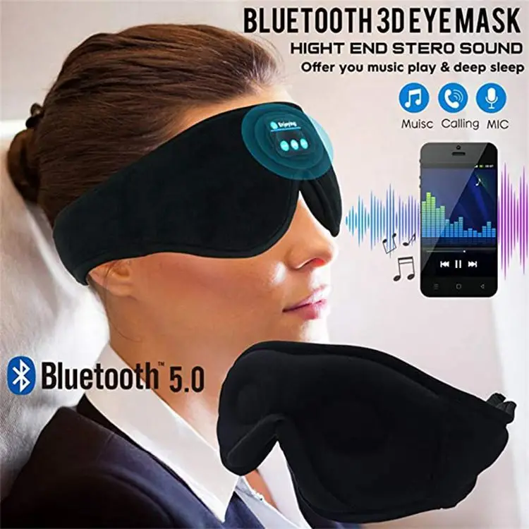 Bluetooth Sleeping Headphones Headband Soft Elastic Comfortable Music Earphones Wireless Air Travel 3D Eye Mask