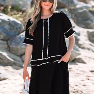 Bohemian Trim And Bow Decoration Street Wear Shift Dress
