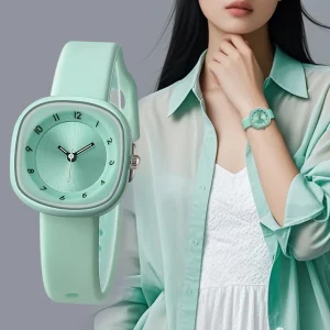 Casual Alloy Simple Irregular Shape Sport Band Silicone Watch Quartz Wristwatch