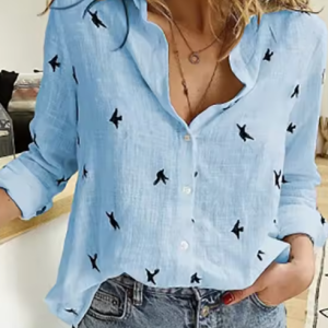 Casual Standard Cotton Linen Solid Button Lapel Collar Loose Shirts