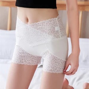 Casual Elasticity Boxer Lace Shorts High Waist Cotton Panties