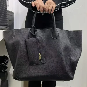 Casual Fashionable Vegan Leather Oversized With Large Capacity Simple And Versatile Shopping Handbag 