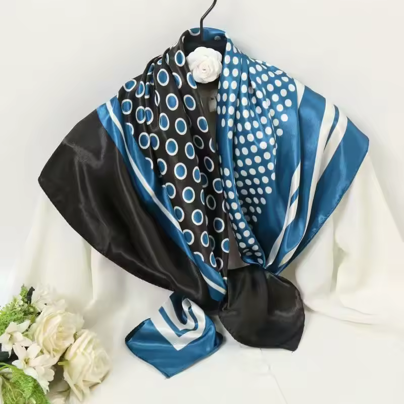 Casual Hair Neck Square Brand Office Bandanna Muffler Waiter Flight Attendants Handkerchief Rings wrap Scarf Silk 