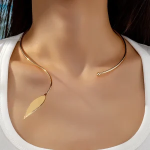 Casual Iron Alloy Metal Geometric Wedding Cool Trend Leaf Necklace