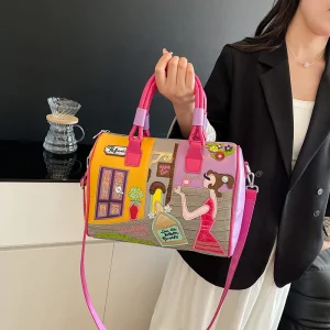 Casual PU Leather Large Capacity Zipper Messenger Handbags Shoulder Crossbody Bag