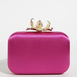 Casual Portable Solid Color Stylish Mini Chain Clutch Purse with Wallet Shoulder Bag