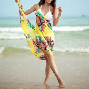 Casual Printed Pareo Chiffon Wrap Skirt Sarong Scarf Beachwear Cover Up