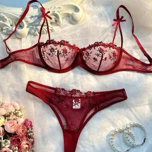 Casual Romantic Fancy Eroticу Embroidery Cute Beautiful Set