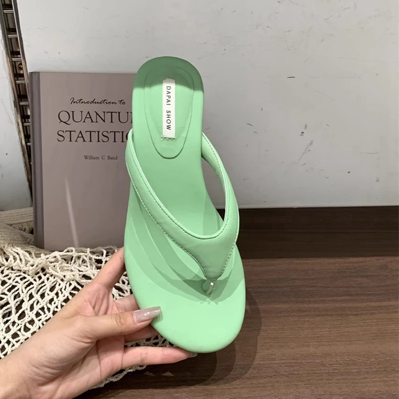 Casual Slides Narrow Band Outdoor Wedge Heel Flip Flops Slipper - Image 9