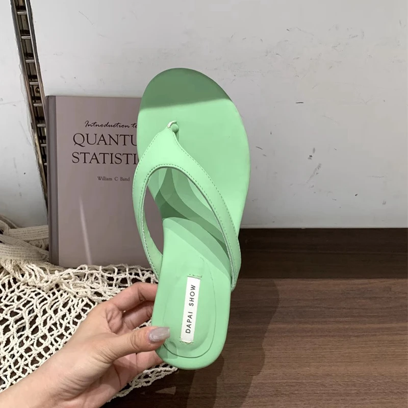 Casual Slides Narrow Band Outdoor Wedge Heel Flip Flops Slipper - Image 8