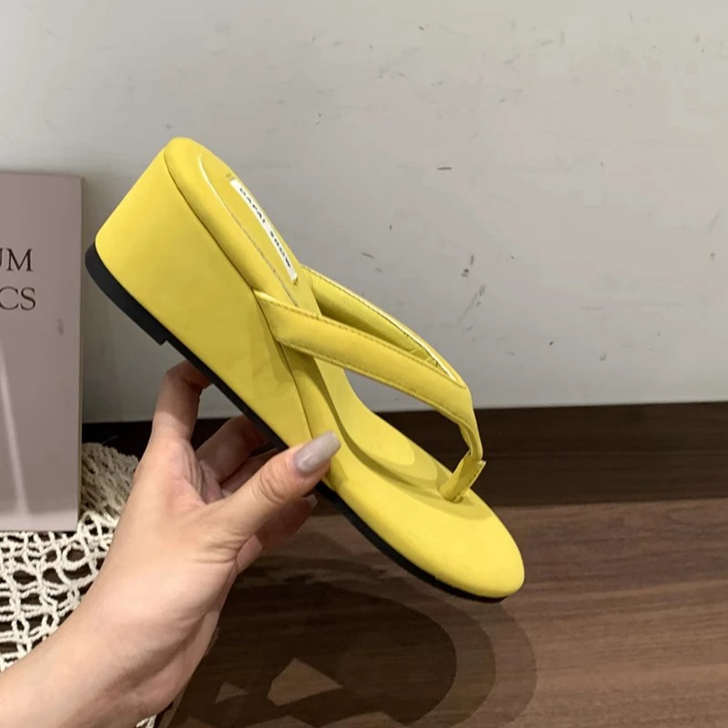 Casual Slides Narrow Band Outdoor Wedge Heel Flip Flops Slipper - Image 2