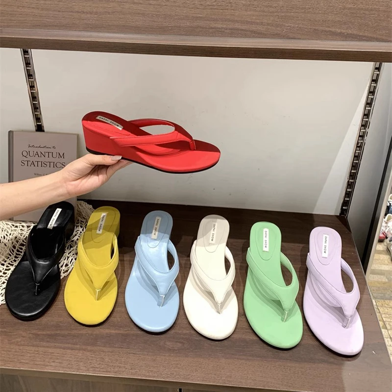 Casual Slides Narrow Band Outdoor Wedge Heel Flip Flops Slipper - Image 10