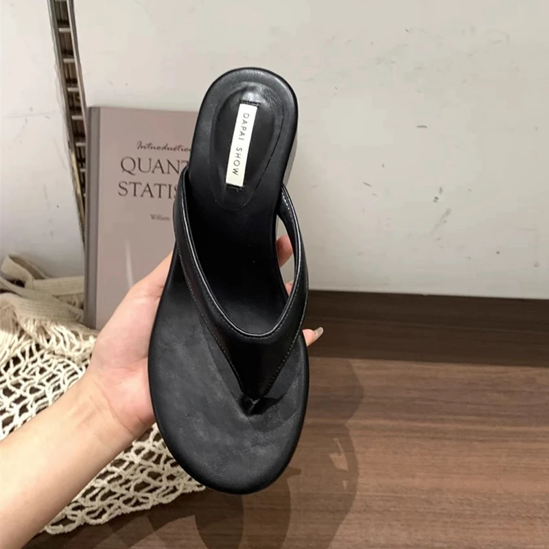 Casual Slides Narrow Band Outdoor Wedge Heel Flip Flops Slipper - Image 7