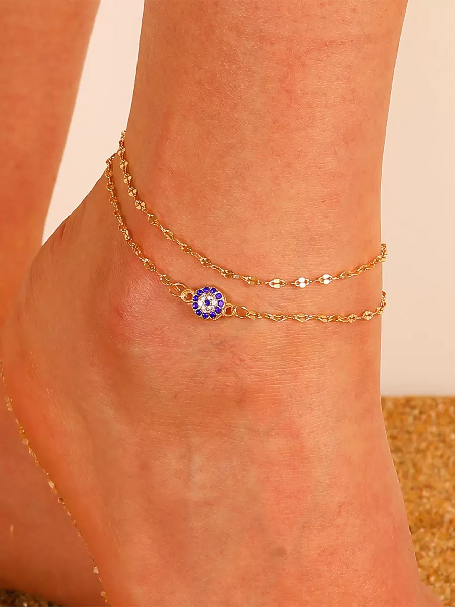 Casual Solid Color Alloy Evil Eye Delicate Minimalist Chic Resort Wear Beach Ankle Chain