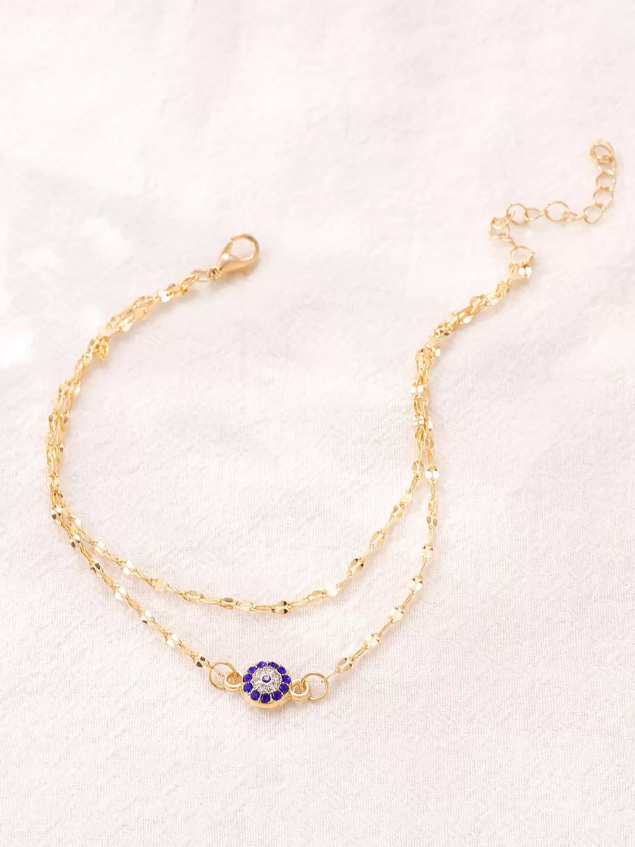 Casual Solid Color Alloy Evil Eye Delicate Minimalist Chic Resort Wear Beach Ankle Chain - Image 5