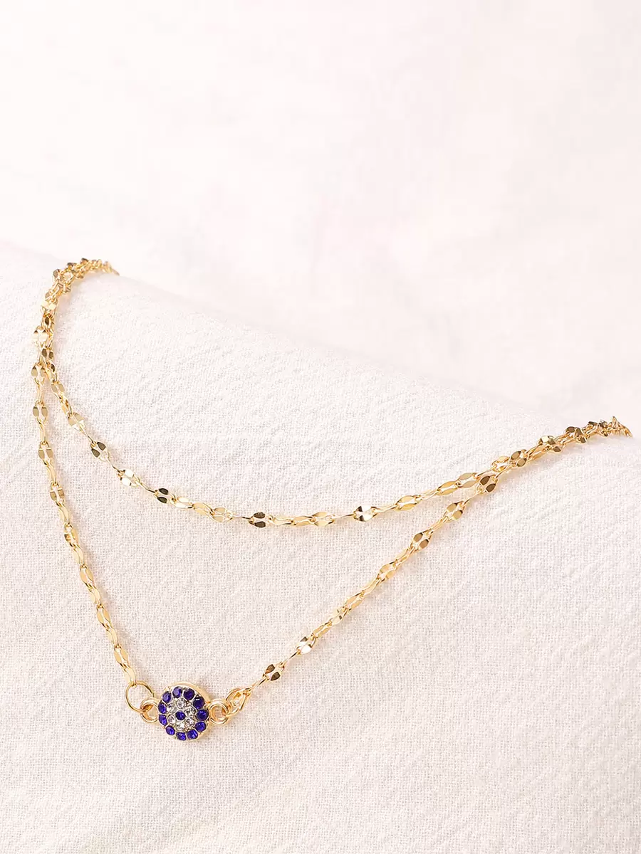 Casual Solid Color Alloy Evil Eye Delicate Minimalist Chic Resort Wear Beach Ankle Chain - Image 3