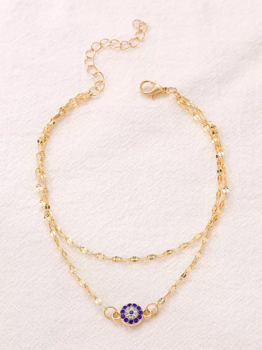 Casual Solid Color Alloy Evil Eye Delicate Minimalist Chic Resort Wear Beach Ankle Chain - Image 2