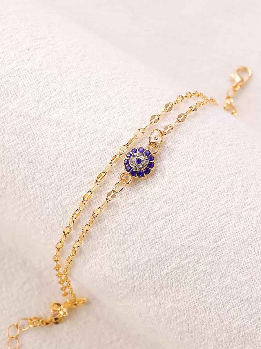 Casual Solid Color Alloy Evil Eye Delicate Minimalist Chic Resort Wear Beach Ankle Chain - Image 4