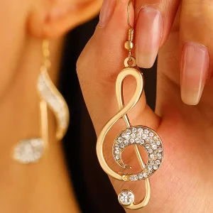 Casual Solid Color Alloy Musical Notes Rhinestone Chic Earrings