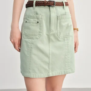 Casual Solid Plus-Size High Waisted Jeans Slimming Fit Skirt