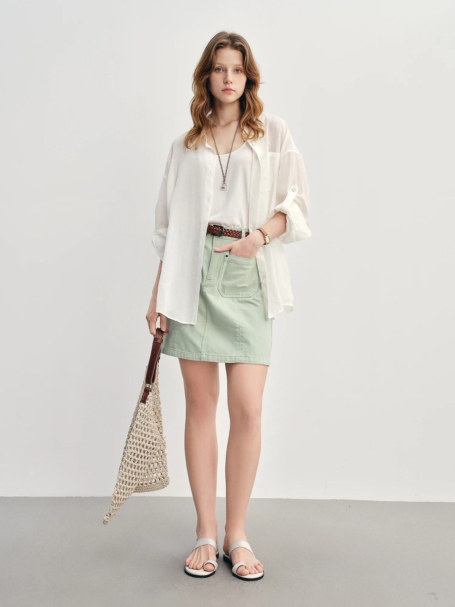 Casual Solid Plus-Size High Waisted Jeans Slimming Fit Skirt - Image 2