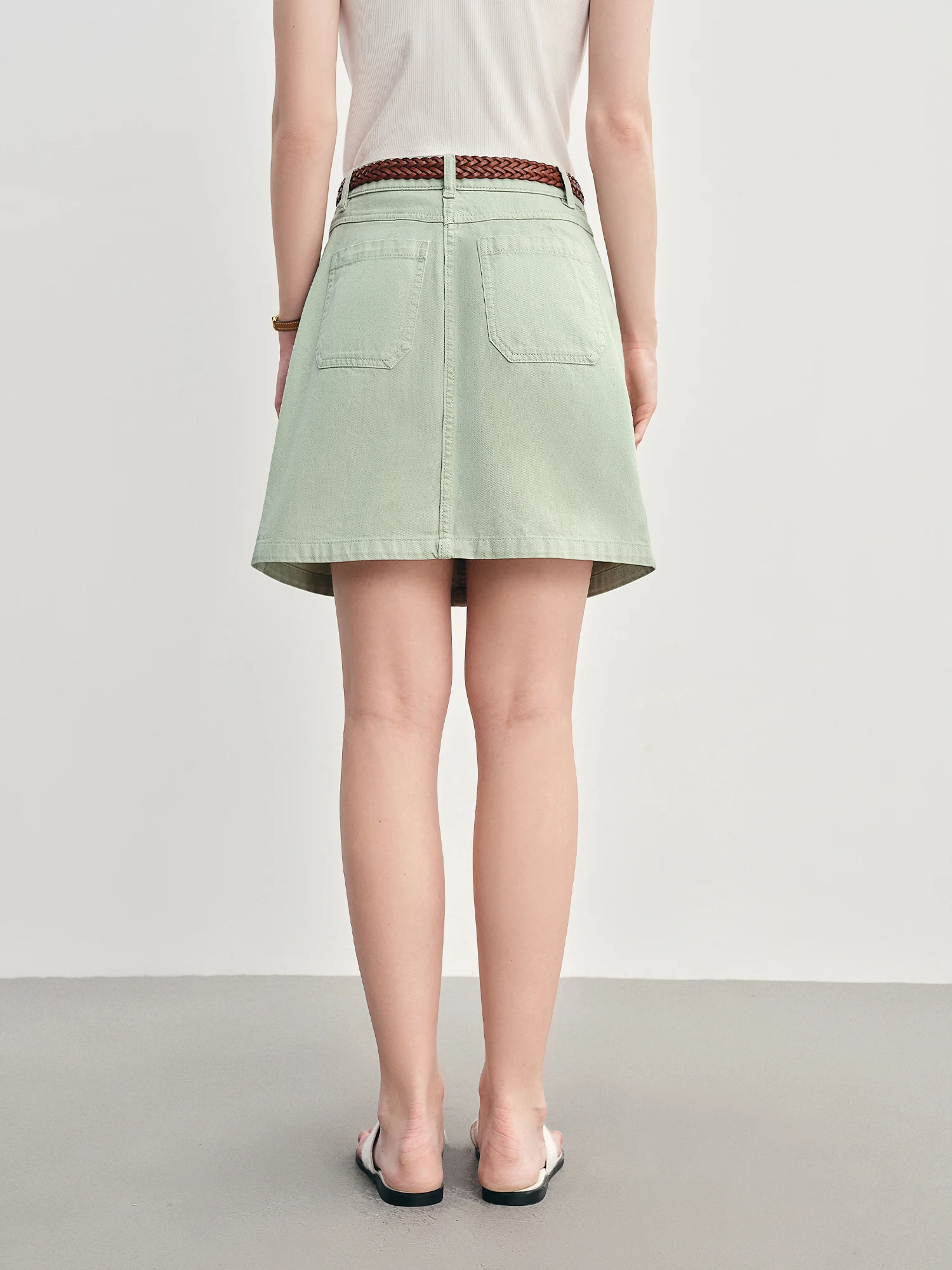 Casual Solid Plus-Size High Waisted Jeans Slimming Fit Skirt - Image 5