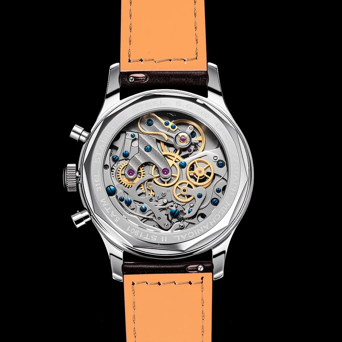 Casual Swanneck Movement Mechanical Sapphire Crystal Pilot Military Racing Clock Chronograph Watch Wristwatches - Image 4