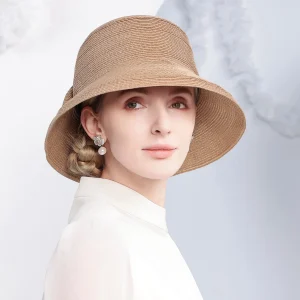 Casual Wide Brim UV Protection Foldable Beach With Bow Lightweight Breathable Outdoor Travel Straw Sun Hat