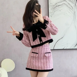 Celebrity Geometric High End Small Versatile Blazer And Skirt Two Piece Set