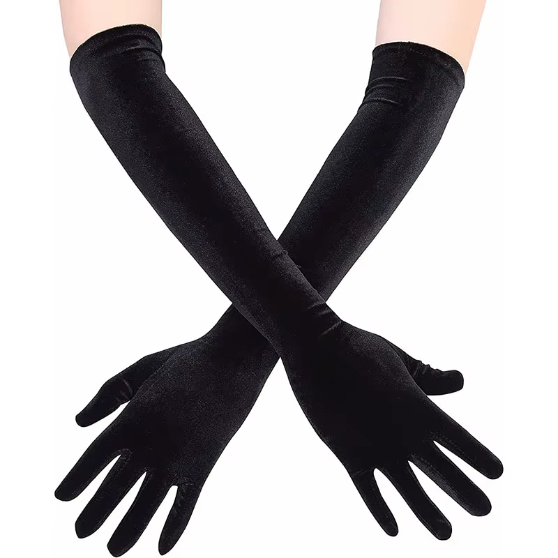 Classic Adult Velvet Elbow Stretch Finger Long Wedding Party Dress Gloves