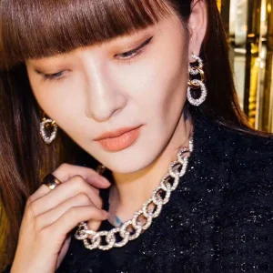 Classic Cubic Zirconia Plant Vintage Heavy Punk Chain Drop Earring