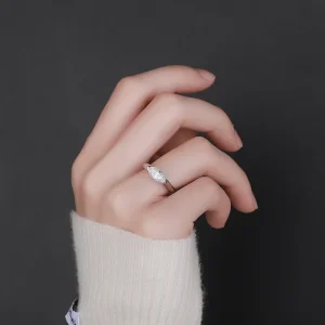 Classic Marquise Cut Moissanite Ring S925 Silver Plate 18K Gold Solitaire Diamond Wedding Ring