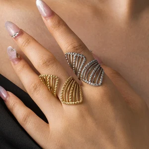 Classic Retro Irregular Hollow Stainless Steel Personality Engagement Wedding Rings