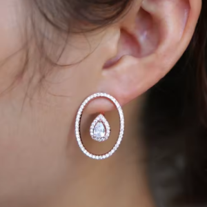 Classic Round Cutout Cubic Zirconia Anniversary Water Drop Earrings