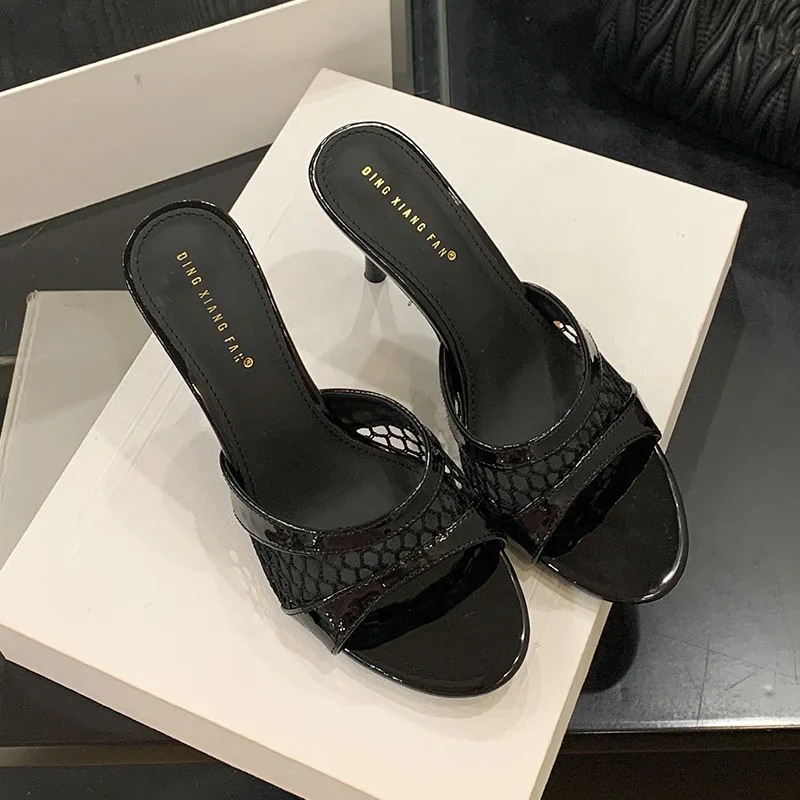 Classic Round Toe Slides Pumps Thin High Heels Sandals - Image 10