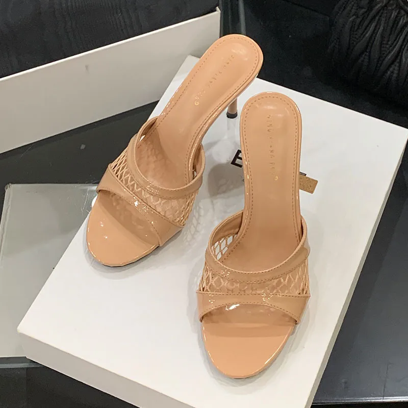 Classic Round Toe Slides Pumps Thin High Heels Sandals - Image 3