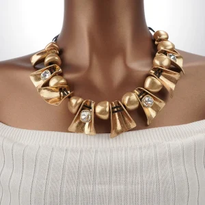 Classic Stainless Steel Exaggerated Metal Vintage Flower Link Chain Party Choker Necklace