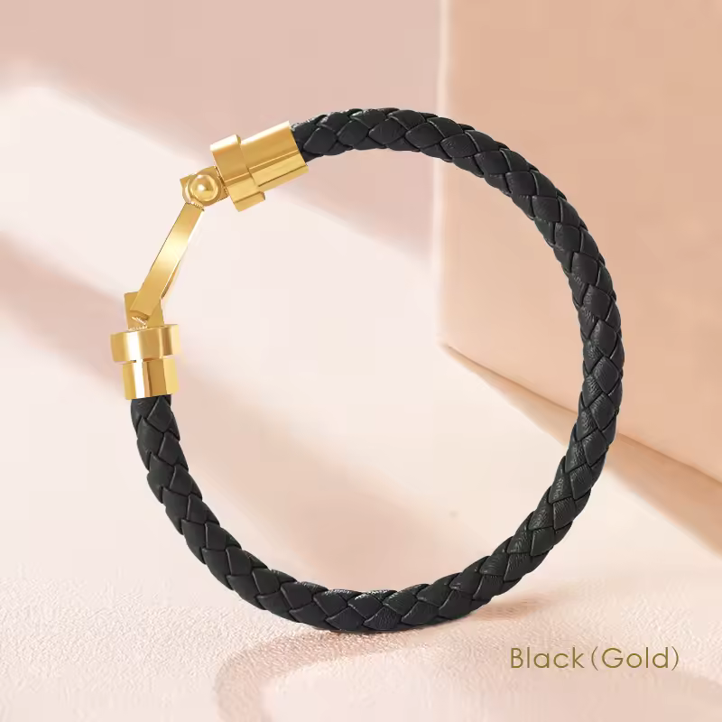 Classic Style Genuine Braided Leather Simple U-shaped Couples Bracelets