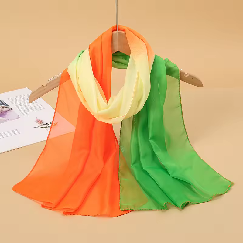 Classic Sunscreen Silk Long Wrap Beach Travel Outdoor Headband Print Chiffon Scarf Shawl