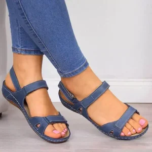 Comfortable Open Toe Orthopedic Ankle Strap Wedge Beach Style Flat Sandals