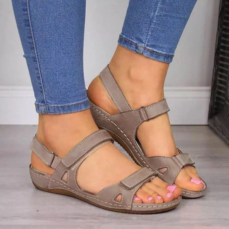 Comfortable Open Toe Orthopedic Ankle Strap Wedge Beach Style Flat Sandals - Image 5