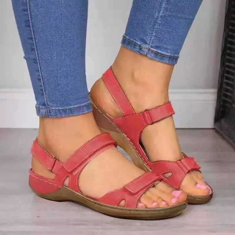 Comfortable Open Toe Orthopedic Ankle Strap Wedge Beach Style Flat Sandals - Image 3
