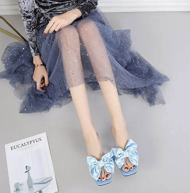 Crystal Bow PVC Transparent Open Toe Pumps High Heels Sandals - Image 2