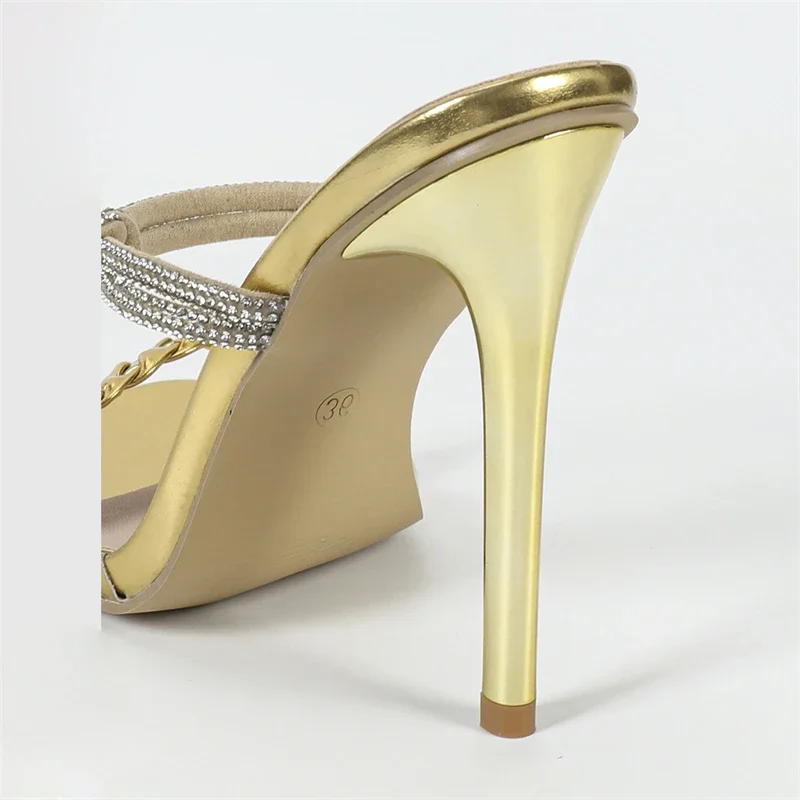 Crystal Diamonds Weave Design Stiletto Thin High Heels Sandal - Image 6