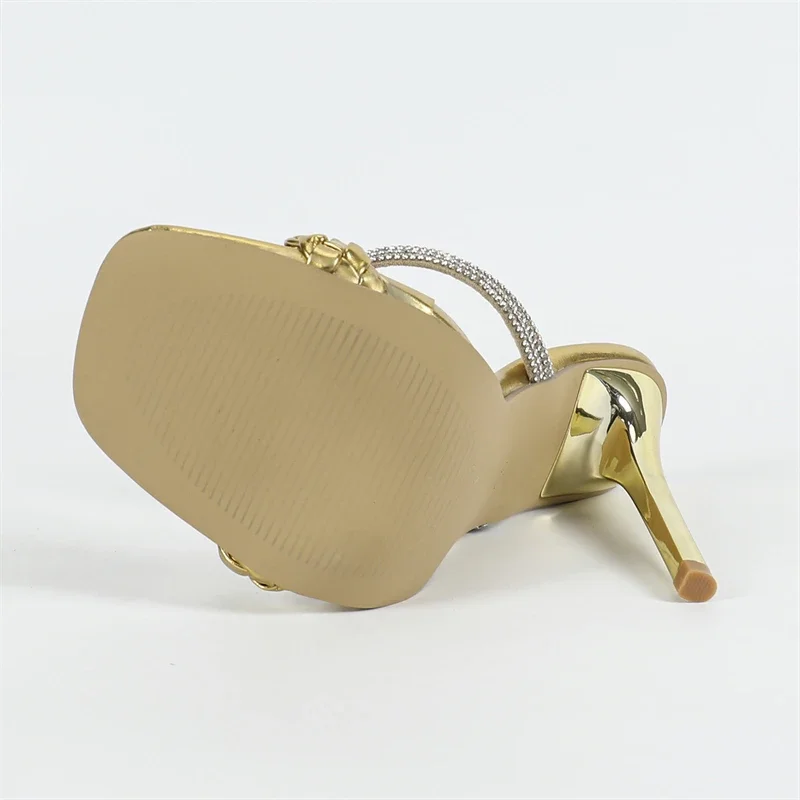 Crystal Diamonds Weave Design Stiletto Thin High Heels Sandal - Image 7