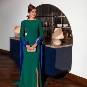 Customized High Quality Handmade Flower Beading Sequined Mermaid Scoop Neck Long Dresses