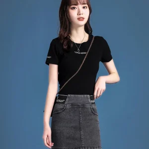 Cute Denim High Waist Coquette Mini With Pocket Chubby Jeans Skirts