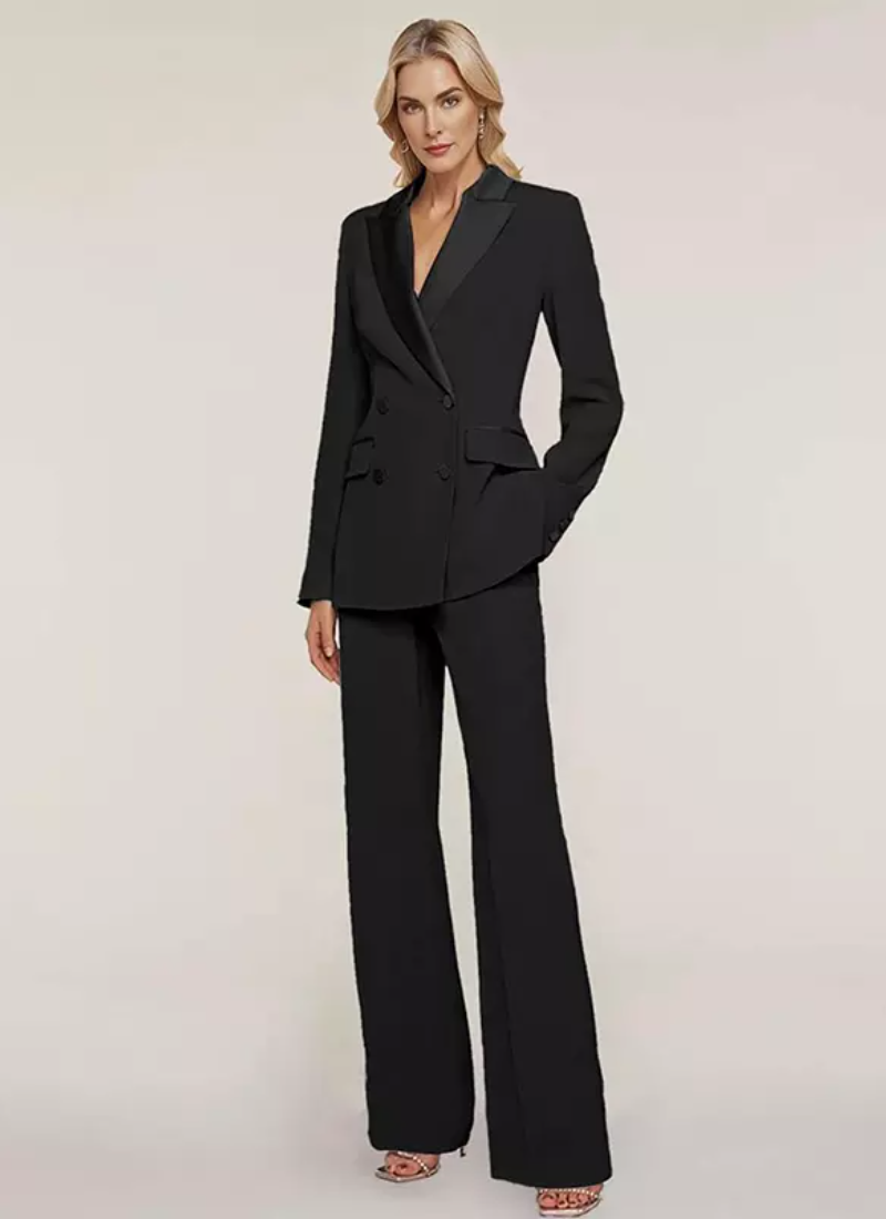 Designed Neckline Long Sleeves Two-piece Buttons Floor-Length Dresses