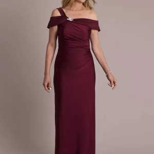 Designed Neckline Sleeveless Ball Gown Pleated Floor-Length Dresses