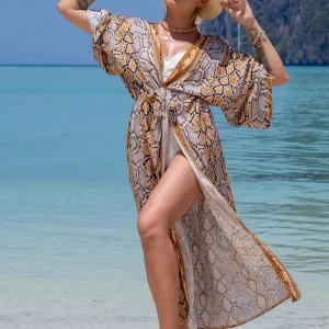 Casual Beach Style Kimono for Sea Boho Cover up Long Swimsuit